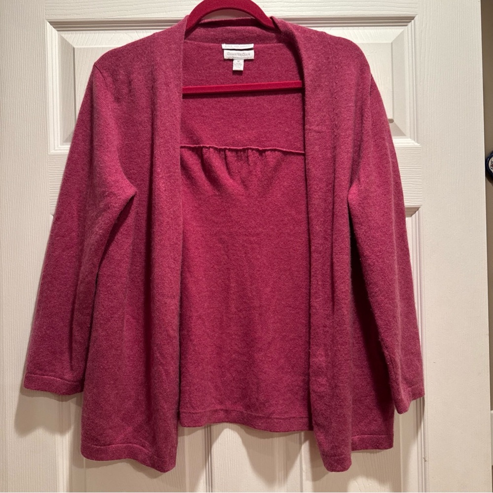 Women's Pink 100% Cashmere Charter Club Sweater Cardigan size Medium